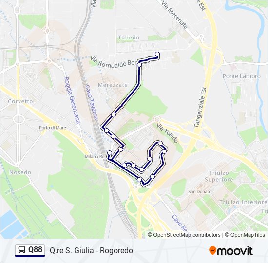 Q88 bus Line Map