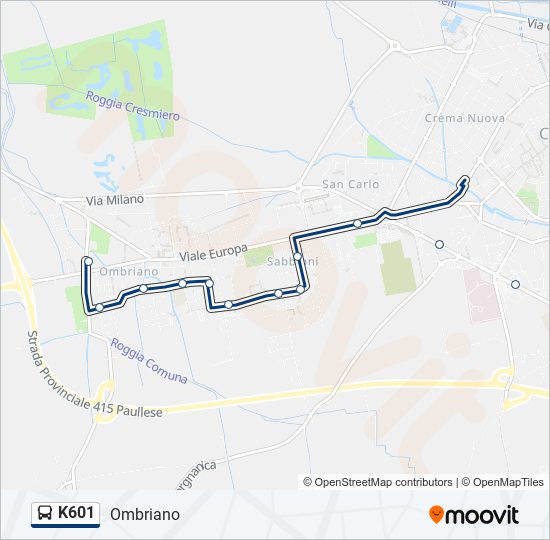 K601 bus Line Map