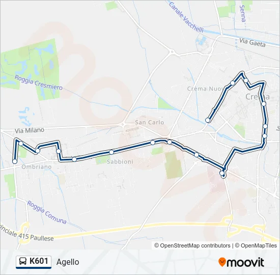 K601 Bus Line Map