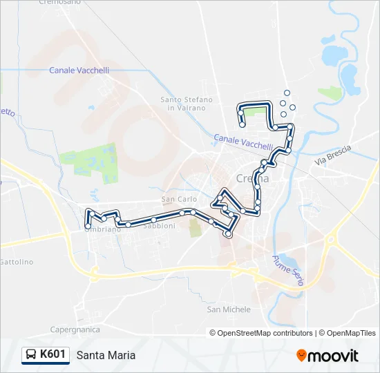 K601 Bus Line Map