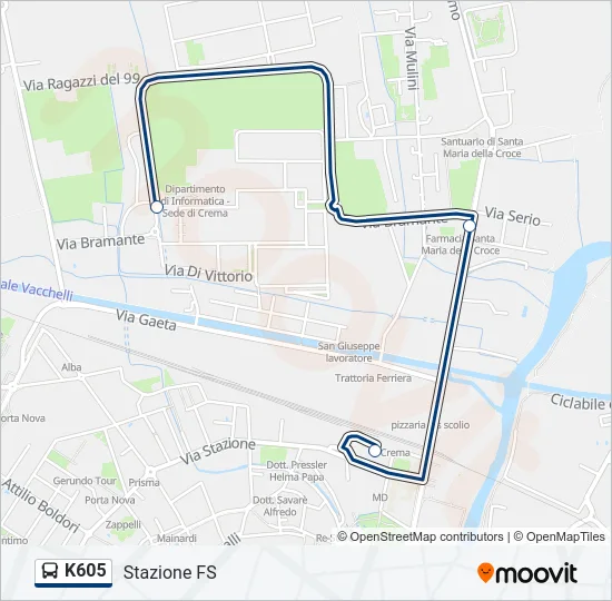 K605 Bus Line Map