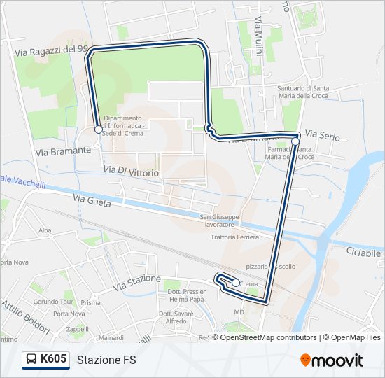 K605 bus Line Map