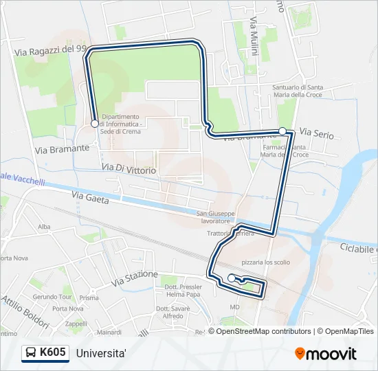 K605 Bus Line Map