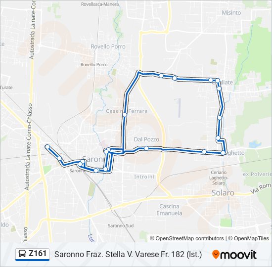 Z161 bus Line Map