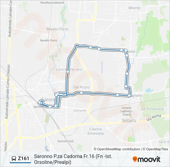 Percorso linea bus Z161