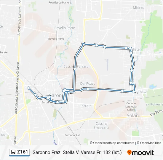 Percorso linea bus Z161