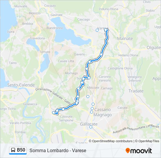 Percorso linea bus B50