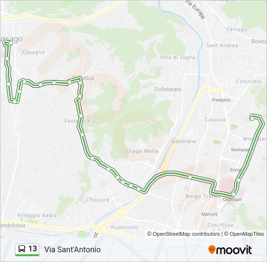 Percorso linea bus 13