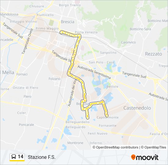 Percorso linea bus 14
