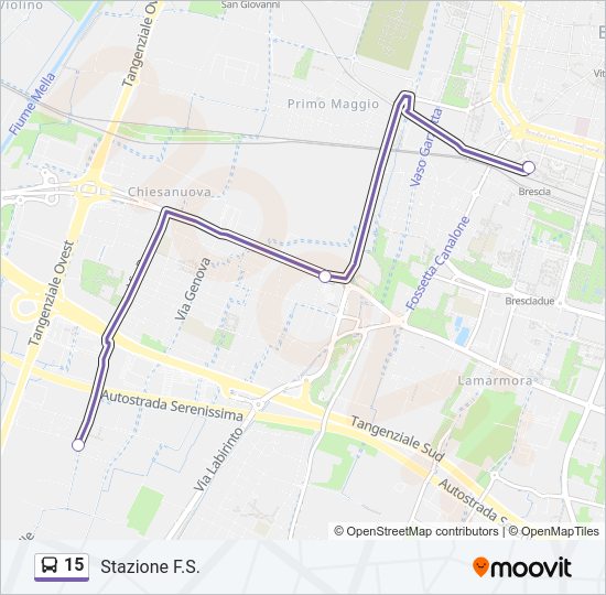 Percorso linea bus 15