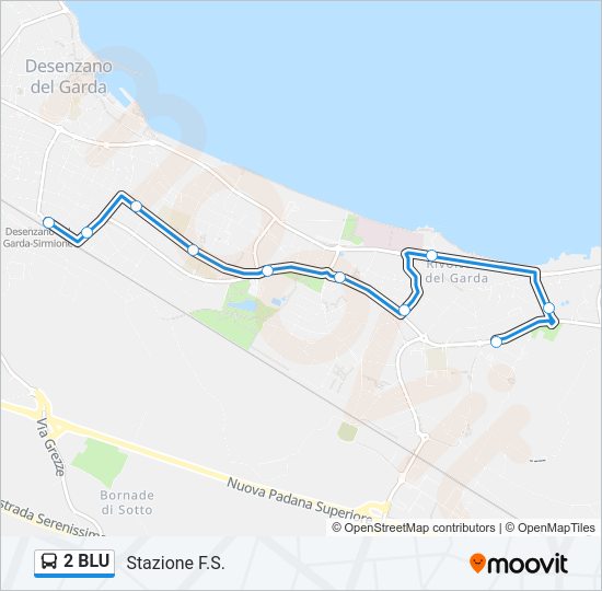 Percorso linea bus 2 BLU