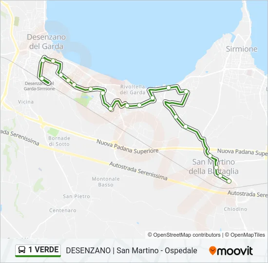 1 VERDE Bus Line Map