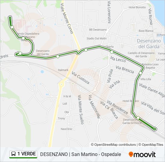 1 VERDE bus Line Map