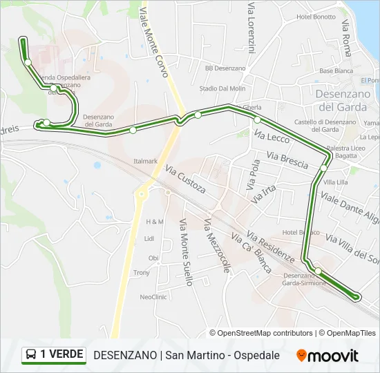 1 VERDE Bus Line Map