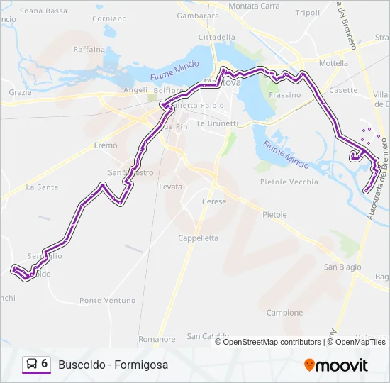 Percorso linea bus 6