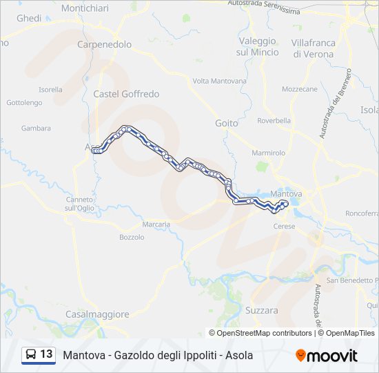 Percorso linea bus 13