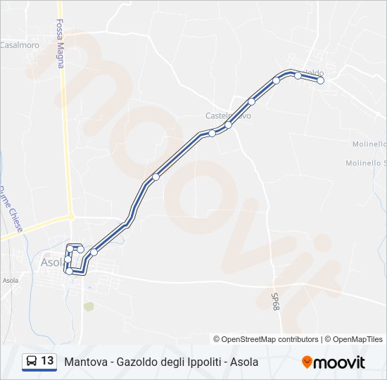 Percorso linea bus 13
