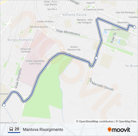 Percorso linea bus 20