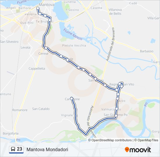 Percorso linea bus 23