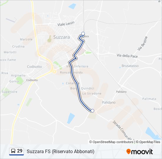 29 bus Line Map