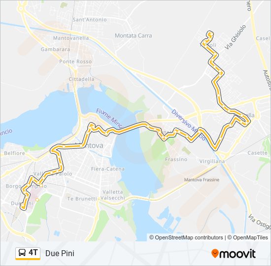 Percorso linea bus 4T