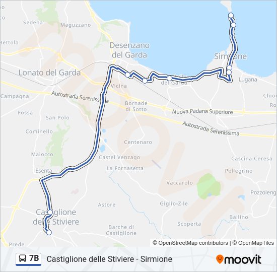 Percorso linea bus 7B