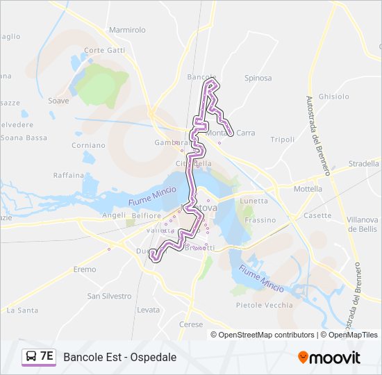 Percorso linea bus 7E