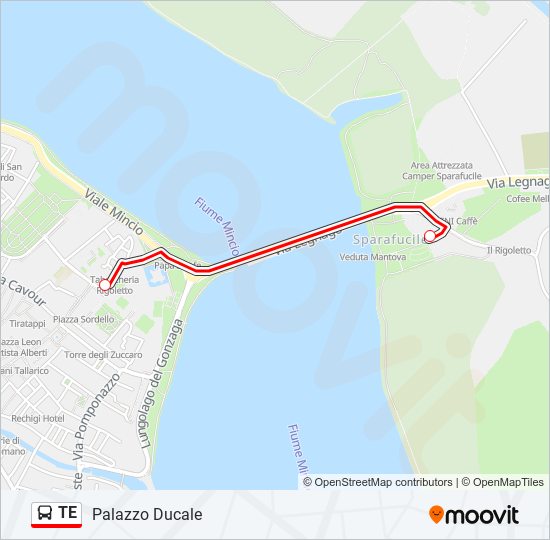 Percorso linea bus TE