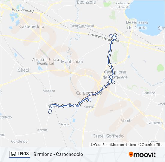 Percorso linea bus LN08