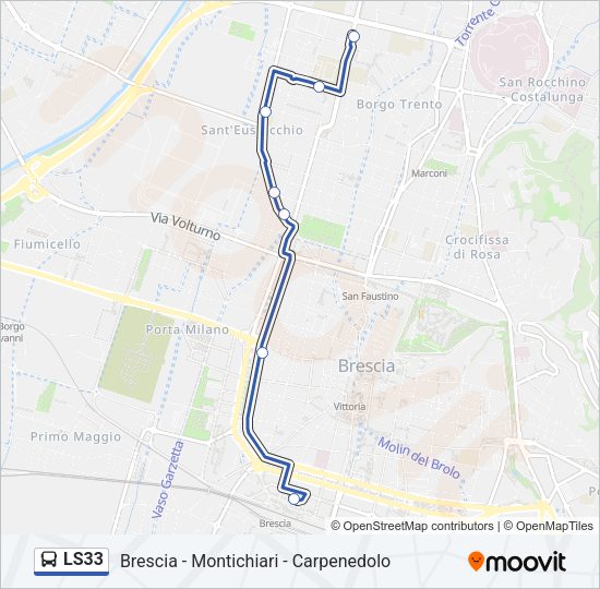 Percorso linea bus LS33