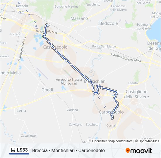 Percorso linea bus LS33