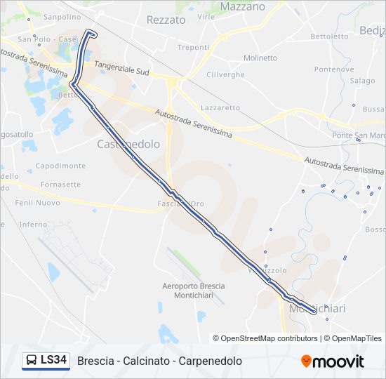 Percorso linea bus LS34