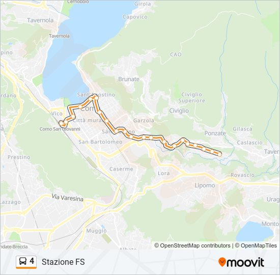 Percorso linea bus 4