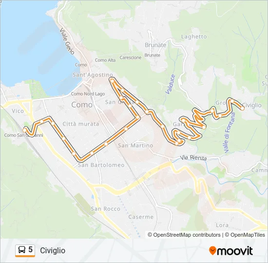 5 Bus Line Map