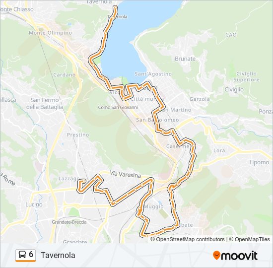 Percorso linea bus 6