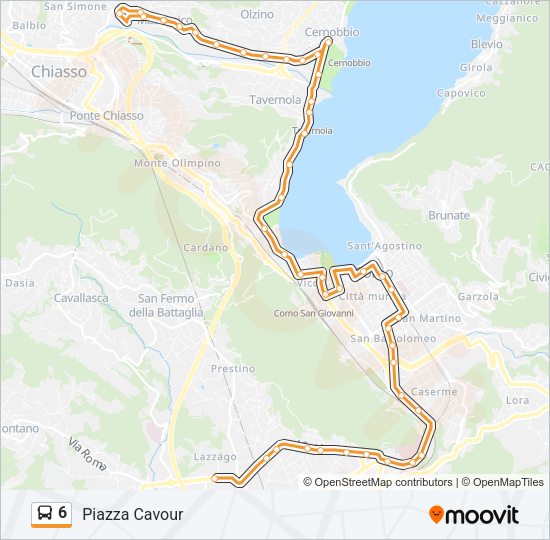 Percorso linea bus 6