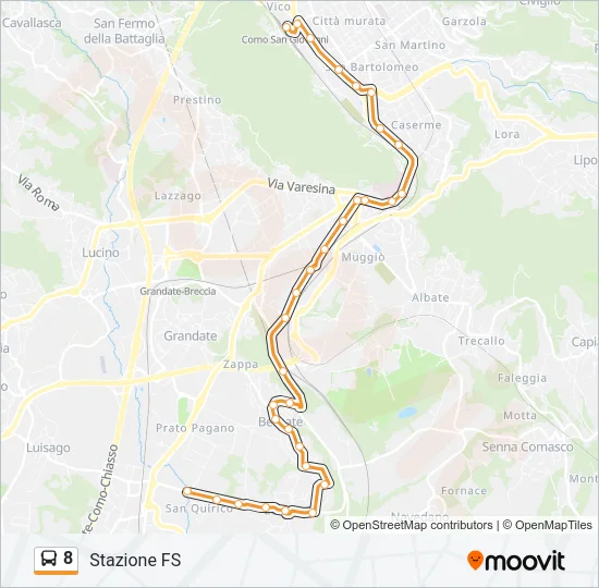 Percorso linea bus 8