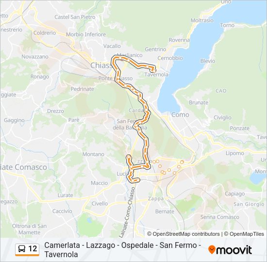 Percorso linea bus 12