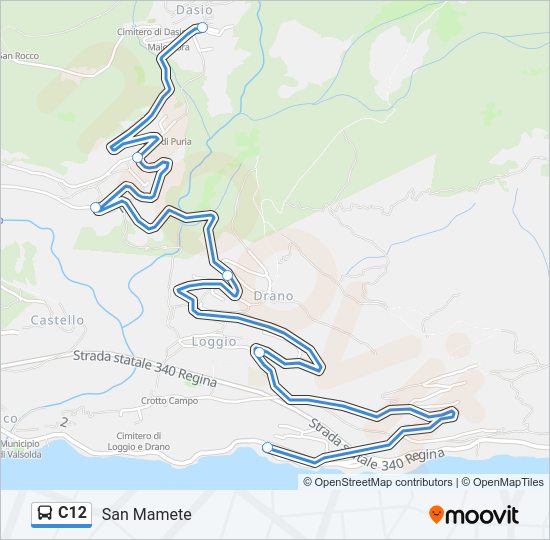 Percorso linea bus C12