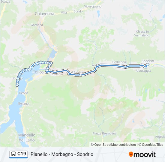 Percorso linea bus C19
