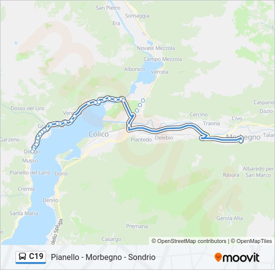 Percorso linea bus C19
