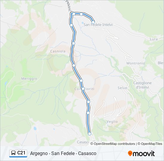 Percorso linea bus C21