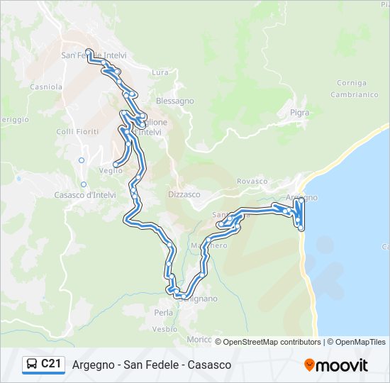 Percorso linea bus C21