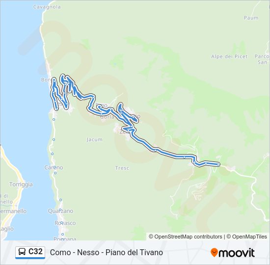 Percorso linea bus C32