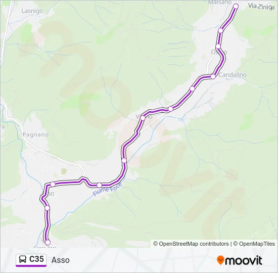 C35 Bus Line Map