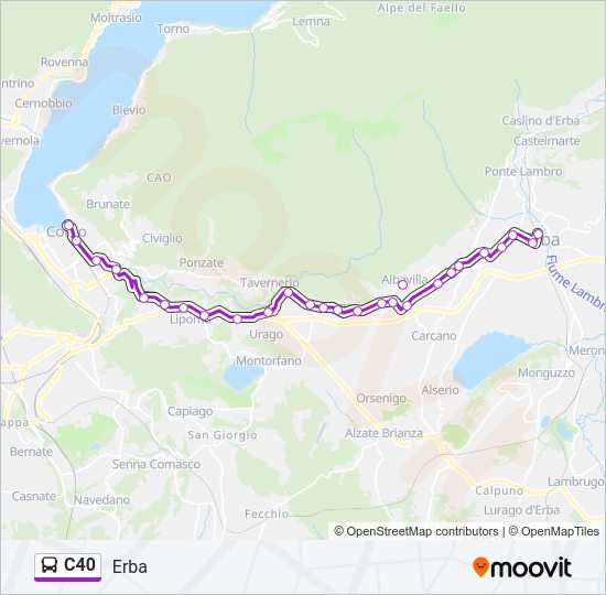 Percorso linea bus C40