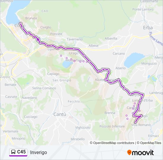 Percorso linea bus C45
