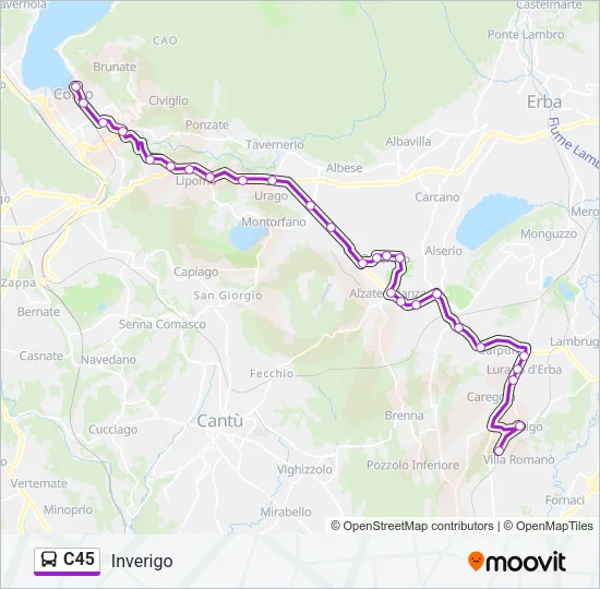 C45 Bus Line Map