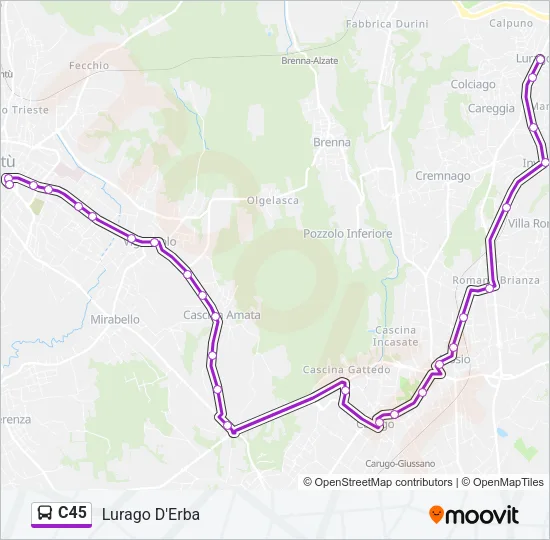 C45 Bus Line Map