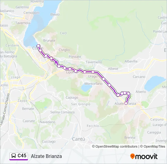 C45 Bus Line Map